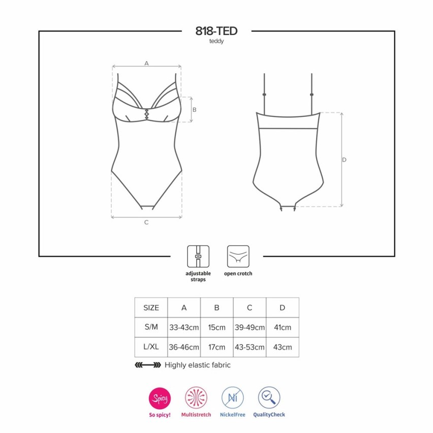 Sexy body Obsessive 818-ted-1 cavallo aperto pizzo nero