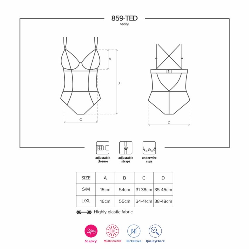 Sexy body con ferretto Obsessive 859-ted-1 effetto pelle