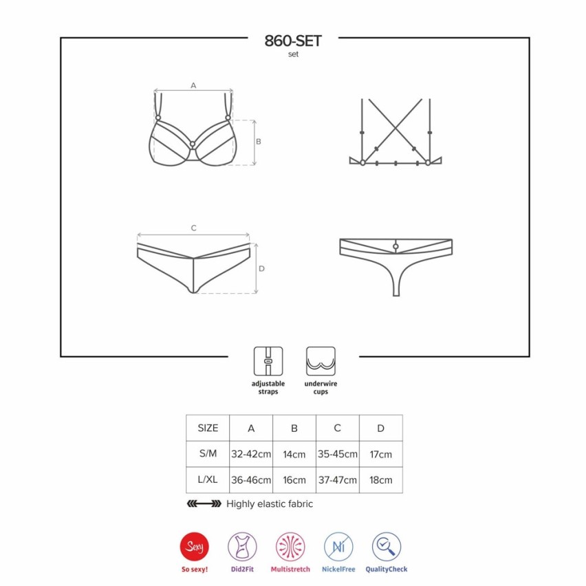 Sexy completino reggiseno + perizoma Obsessive 860-set-1 in pizzo nero