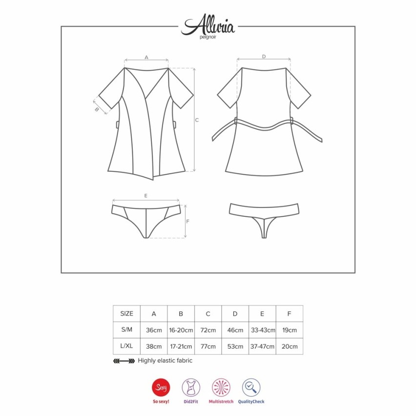 Sexy vestaglia donna Obsessive alluria peignoir e thong