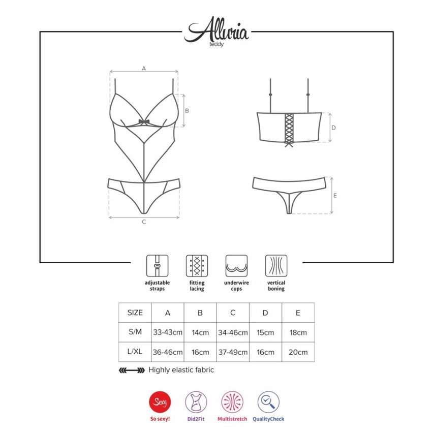 Body con ferretto sexy a brasiliana pizzo Obsessive Alluria teddy