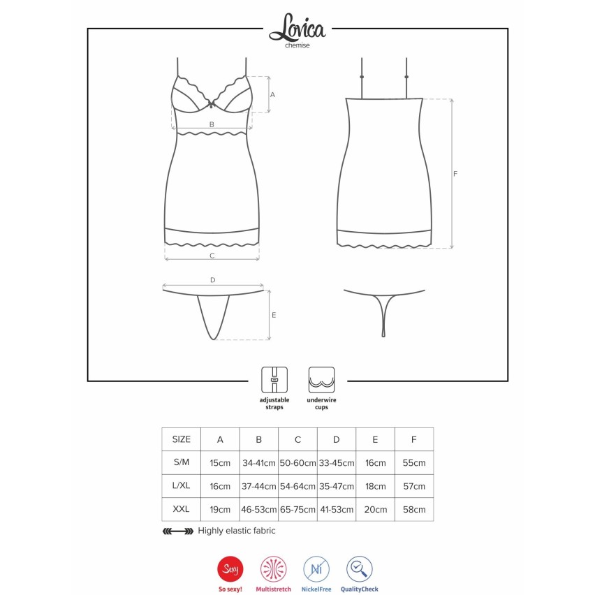 Sexy sottoveste + perizoma Obsessive Lovica chemise e thong rosso