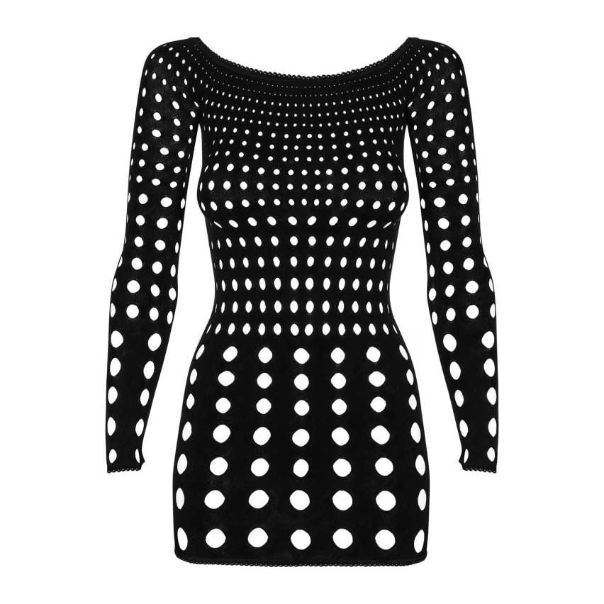 Sexy mini abitino traforato Obsessive rocker dress nero