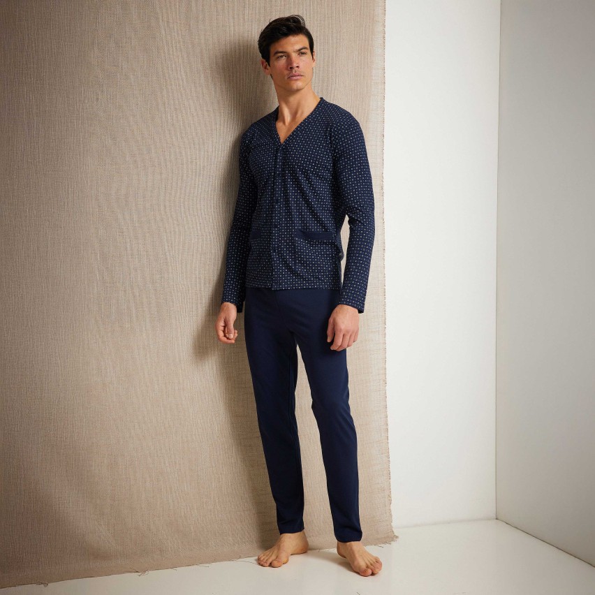 Pigiama Uomo in cotone maglia aperta Enrico Coveri EP1188