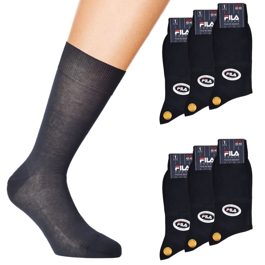 HORUS 6 Paia Calze Corte Uomo In Puro Cotone Filo Di Scozia – Colori Assortiti: Blu, Nero, Grigio, Punta Rimagliata