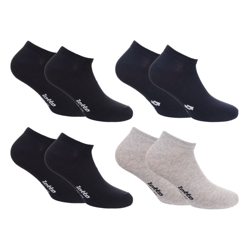 Minicalze unisex uomo donna Lotto toni in cotone elasticizzato assortito 4 paia 