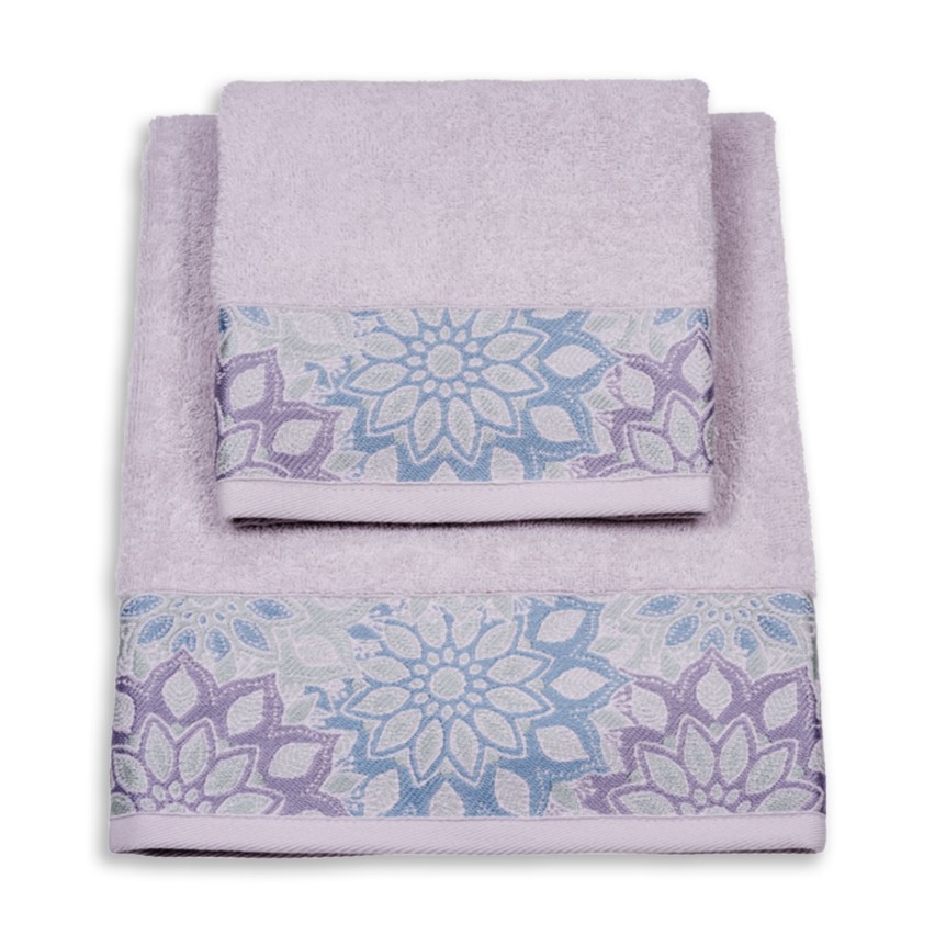 HOMESCAPES Set 2 Asciugamani Viso In Cotone Turco 100% Con Ricamo Farfalle E Fiori, Bianco, Morbidi E Assorbenti
