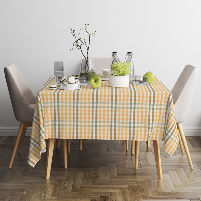 Tovaglia Rettangolare ABAKUHAUS 140x200 Cm, Grigia Con Quadrati Gialli Pallidi, Per Interni/esterni
