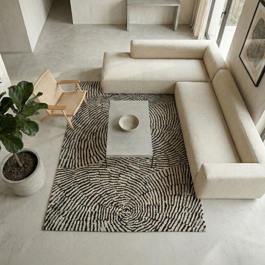 Tappeto arredo bagno jacquard in ciniglia con antiscivolo Ondule Zambaiti