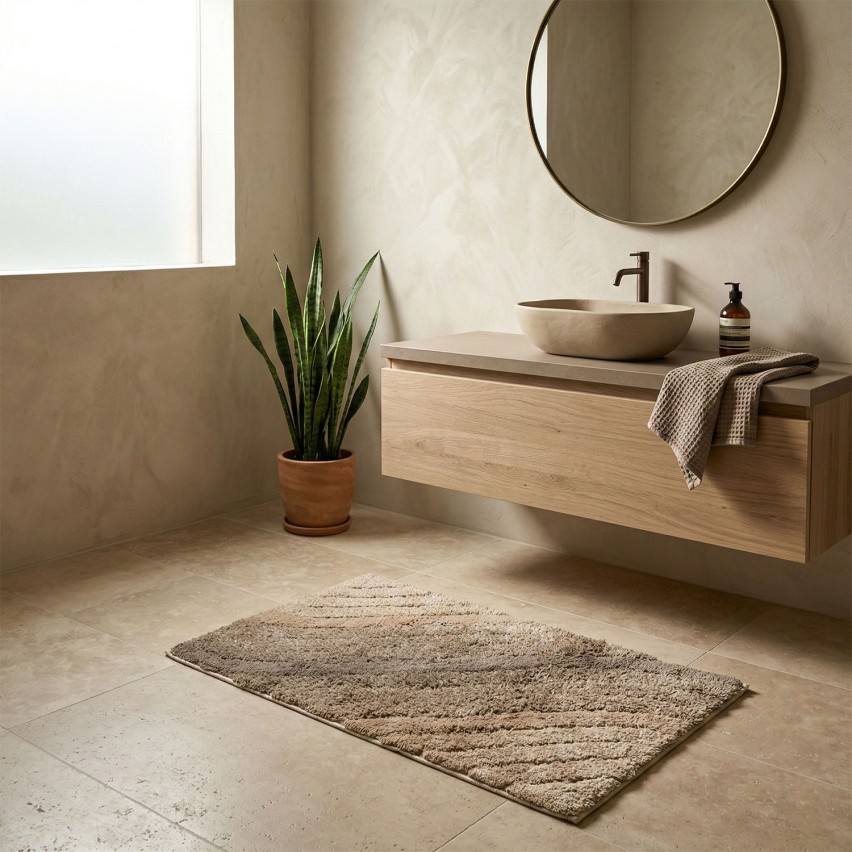 Tappeto arredo bagno disegno ondulato antiscivolo Kaleido Zambaiti 