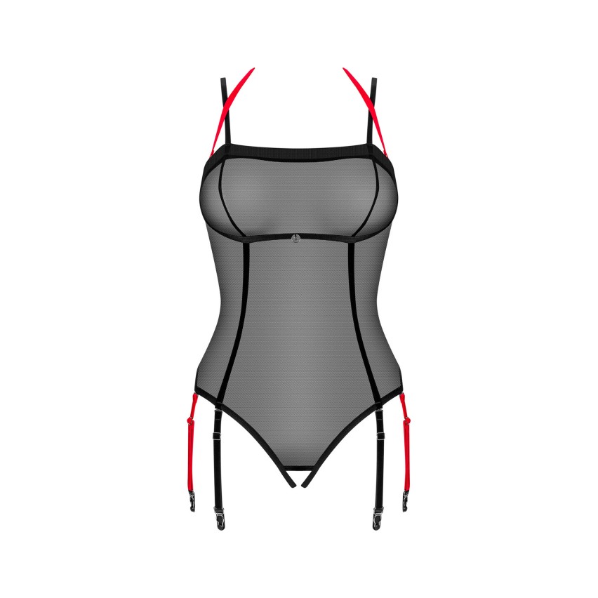 Body tulle trasparente sexy reggicalze removibile Obsessive Glandez