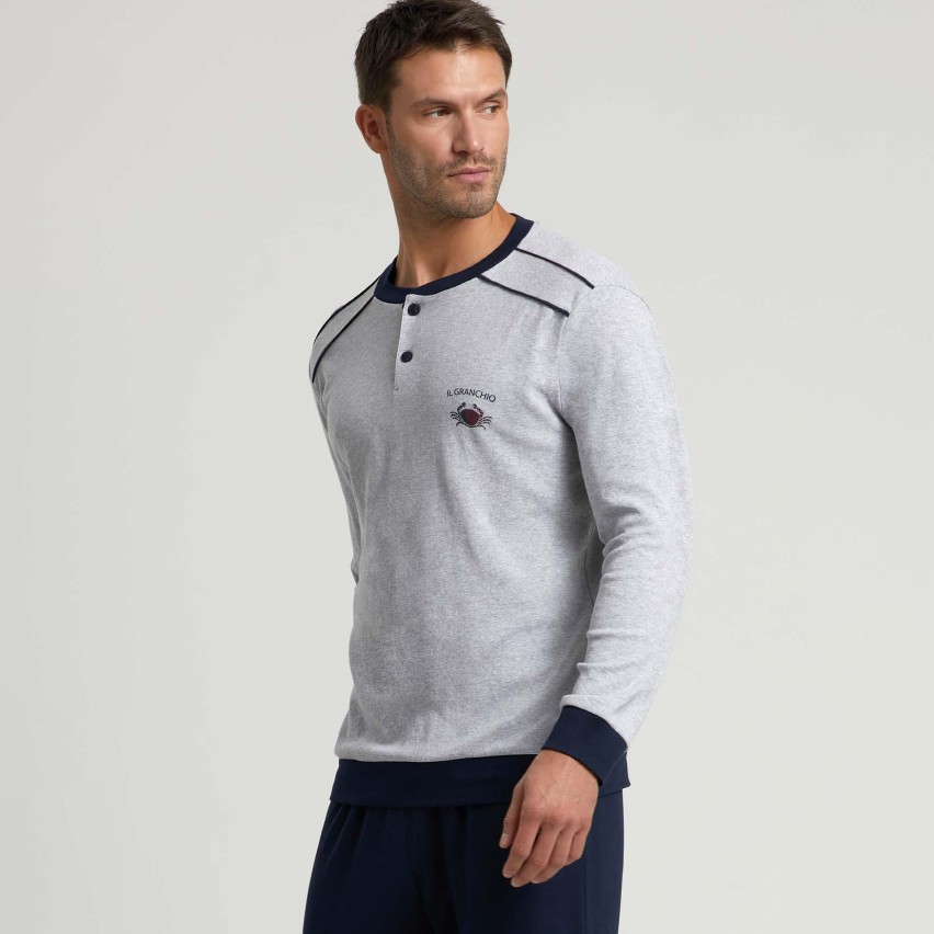 Pigiama uomo tinta unita in caldo cotone Il Granchio GP2056