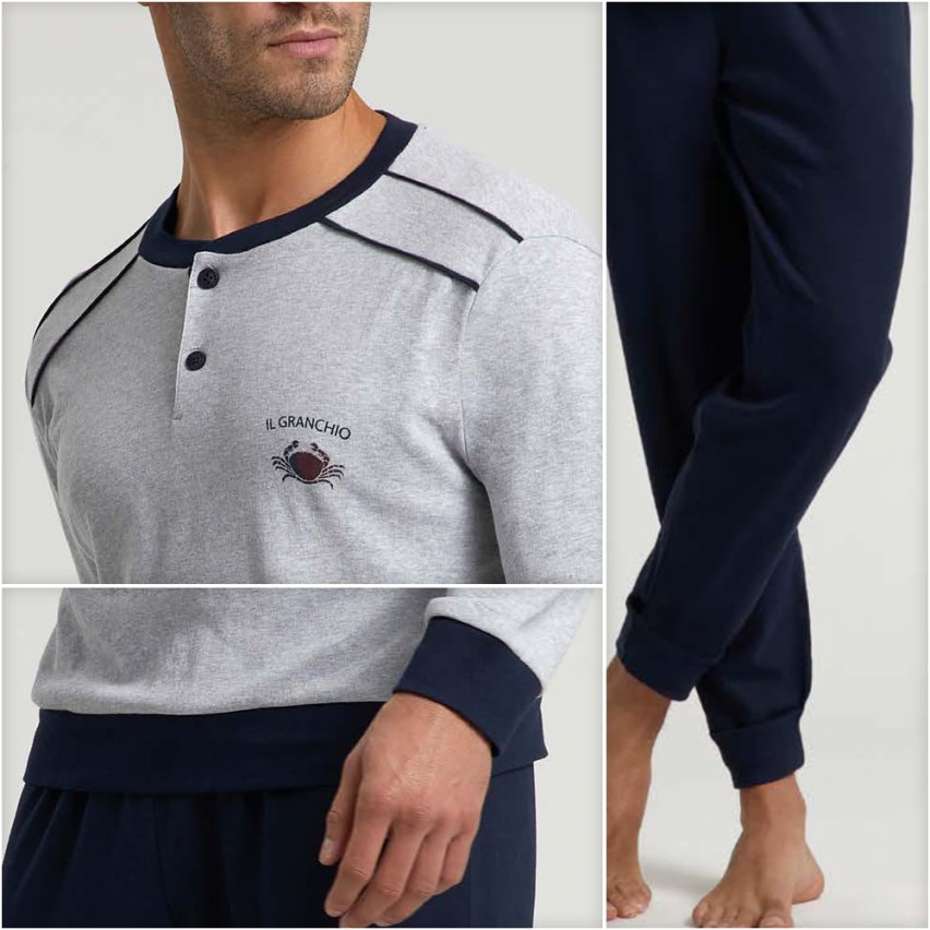 Pigiama uomo tinta unita in caldo cotone Il Granchio GP2056