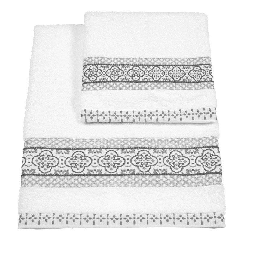 Vingi set asciugamani viso + ospite cotone Grace bianco