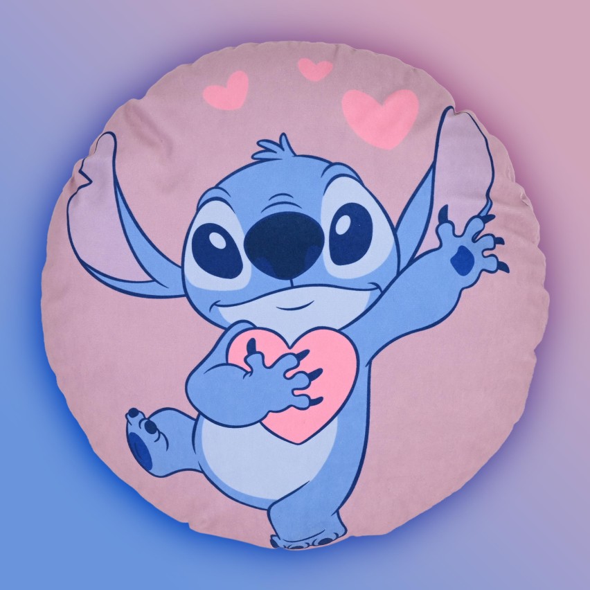 Cuscino arredo Stitch tondo rosa cameretta Disney ufficiale