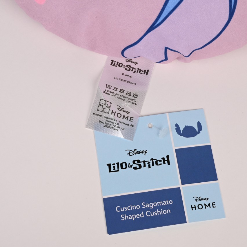 Cuscino arredo Stitch tondo rosa cameretta Disney ufficiale