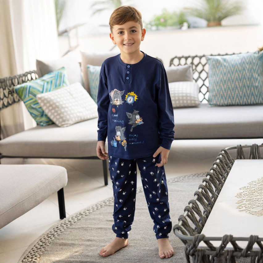 Pigiama bimbo lungo gattino 100% cotone Irge IKL455