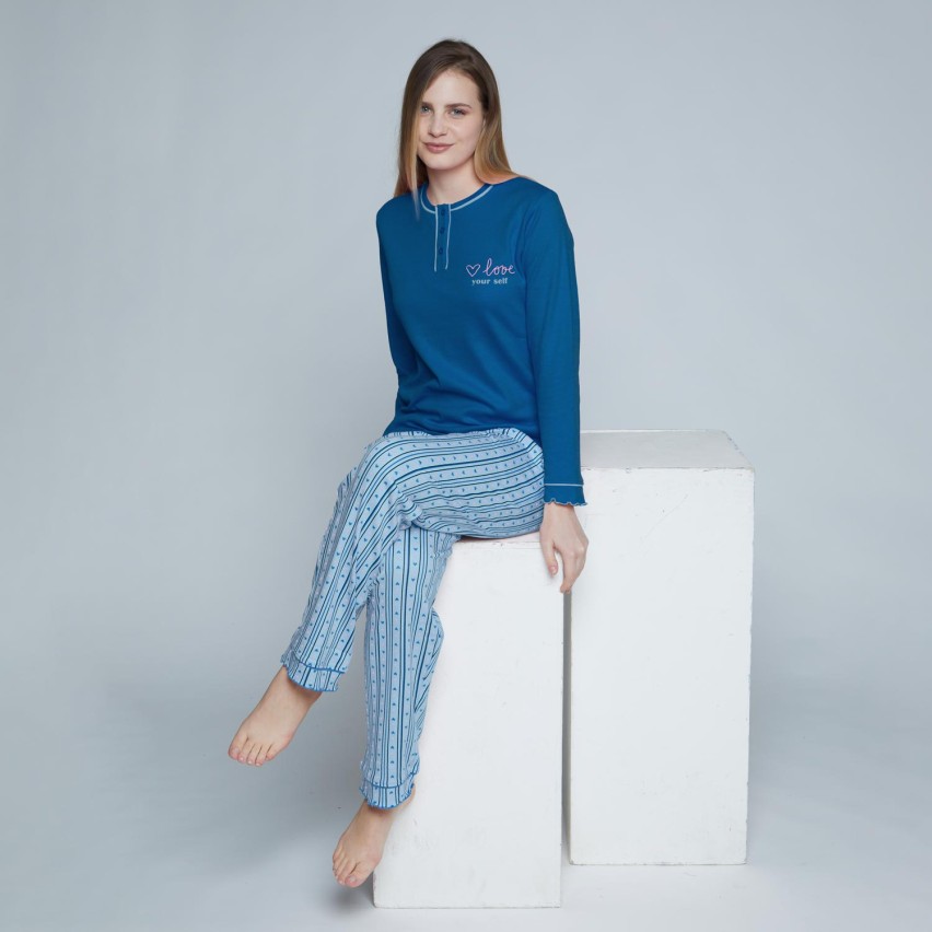 Pigiama donna cuoricini caldo cotone Cippi LOW142
