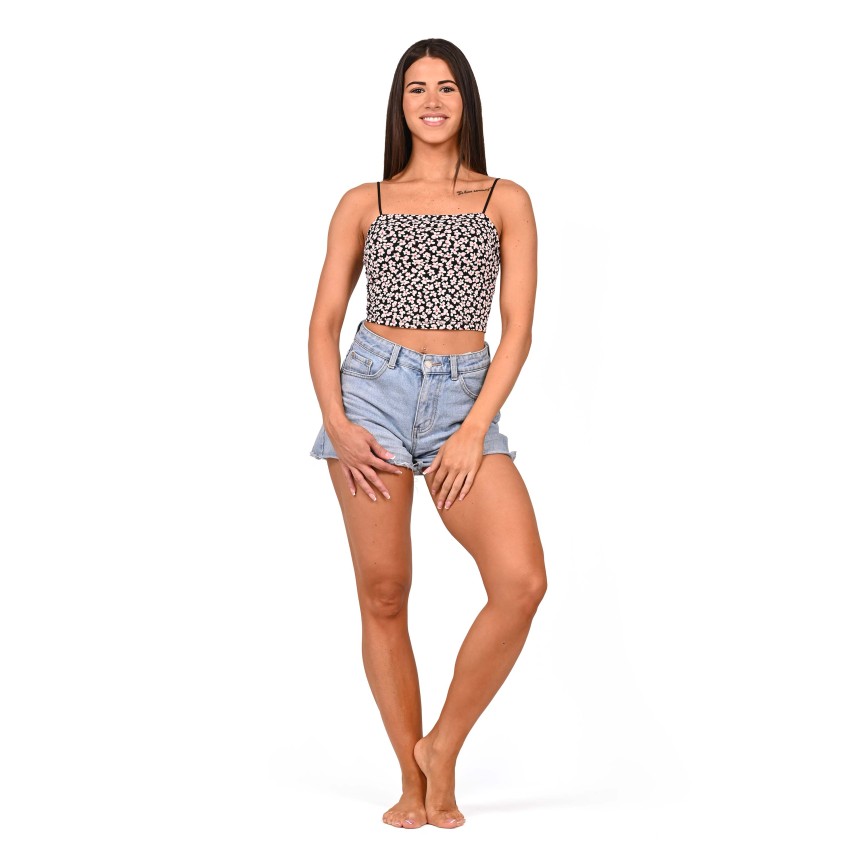 Top bretellina bielastico floreale Cotonella ADC68 