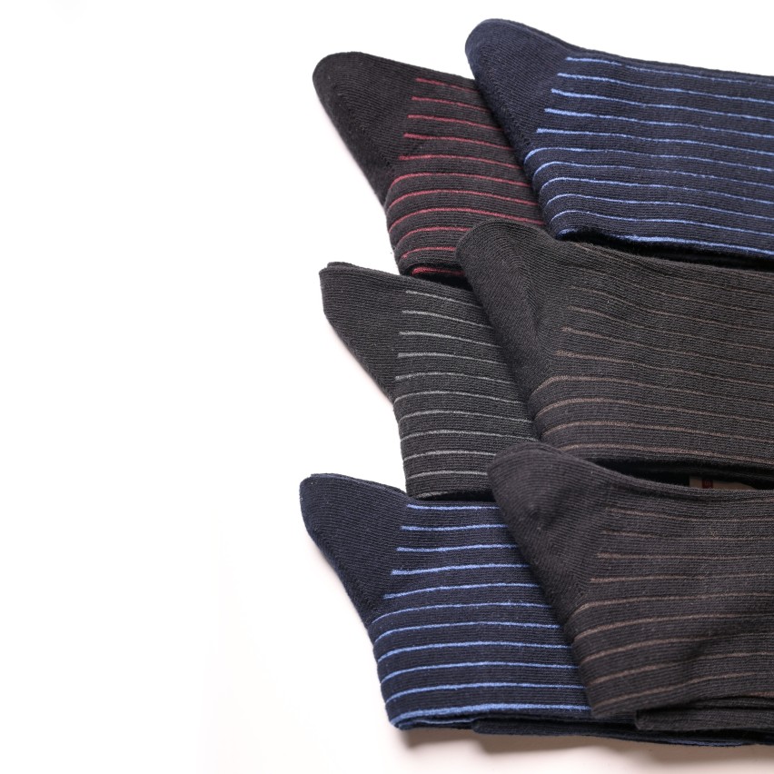 Calza uomo lunga gessata caldo cotone Meritex 1220 - 6 paia