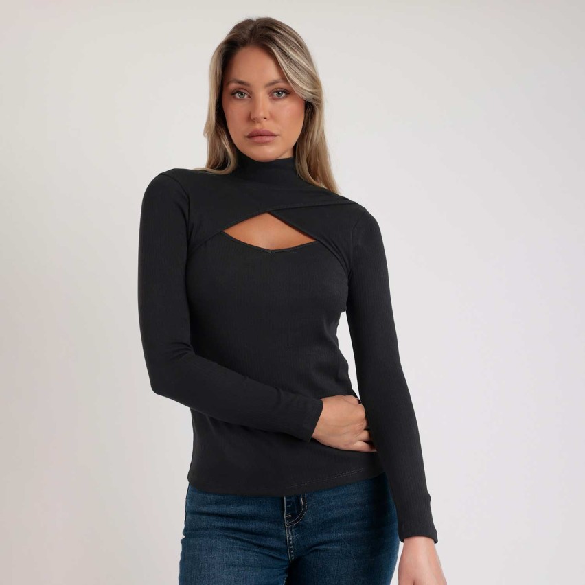 Maglia donna in cotone con scollo incrociato Admas 43558