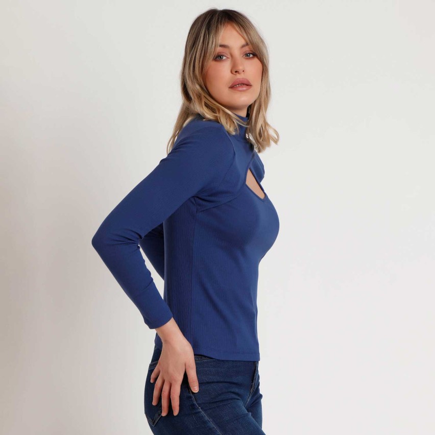 Maglia donna in cotone con scollo incrociato Admas 43558