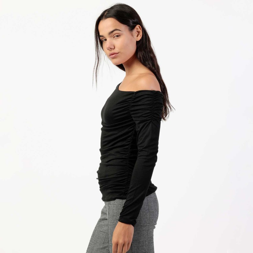 Maglia donna monospalla asimmetrica con arricciatura Admas 43677