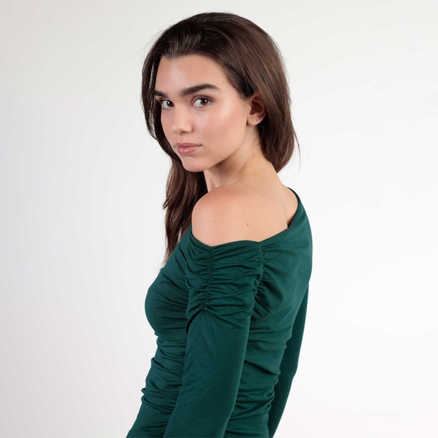 Maglia donna monospalla asimmetrica con arricciatura Admas 43677