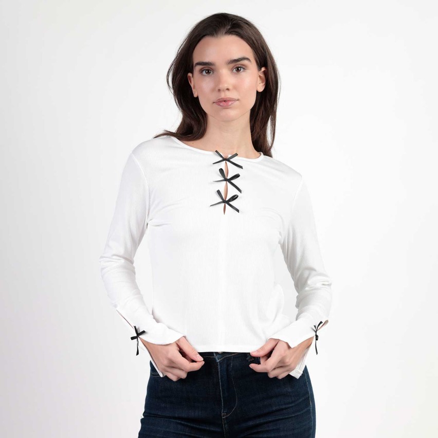 Maglia donna scollo rotondo con fiocchetti Admas 43683