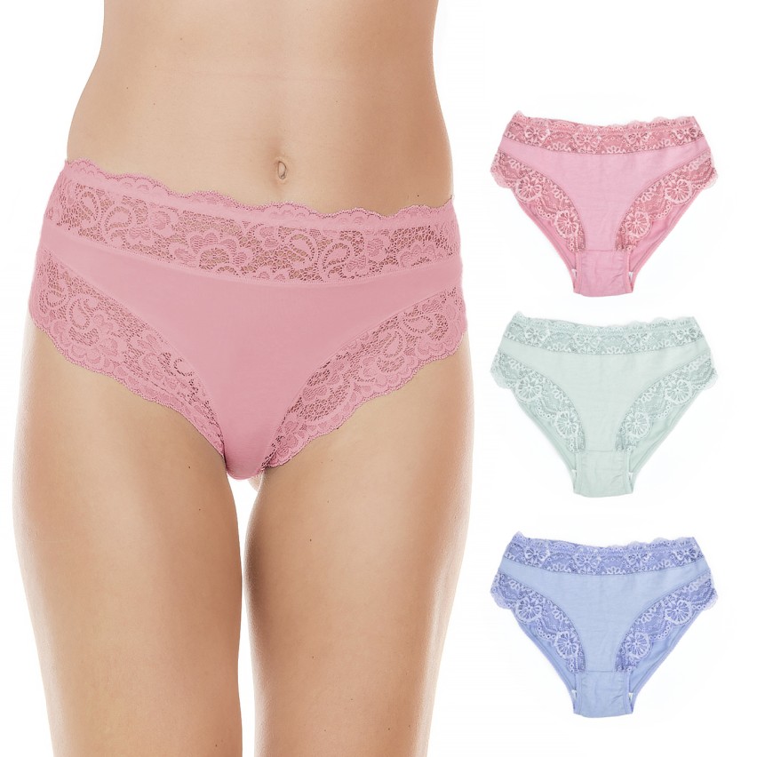 Slip donna Jadea 742 in cotone e pizzo 3 pz