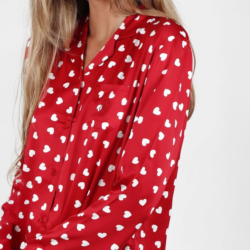 Camicia da notte donna tessuto lucido effetto raso cuoricini Admas 51513