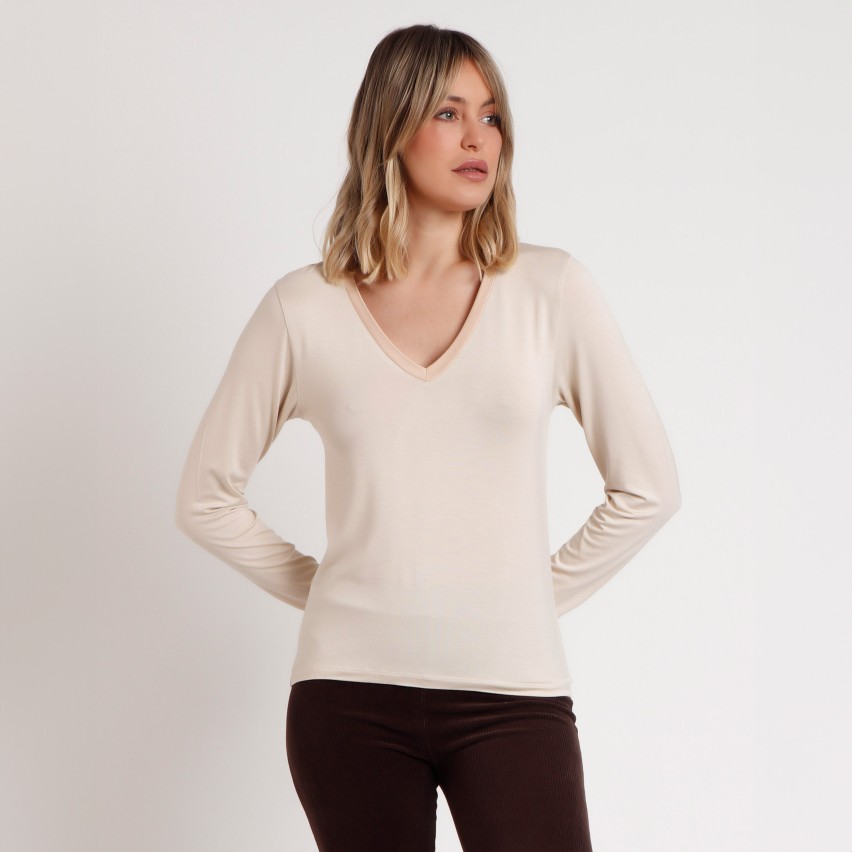 Maglia donna Admas 43496 a V manica lunga sottogiacca