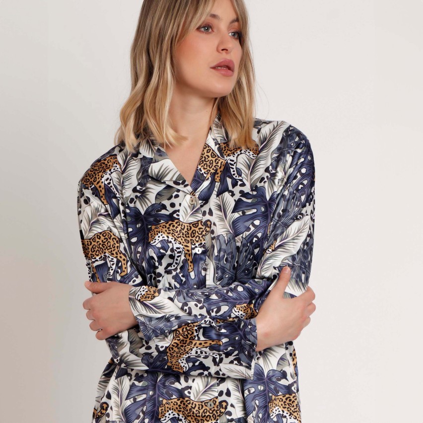 Pigiama in raso lucido fantasia tropical luxury Admas 62556
