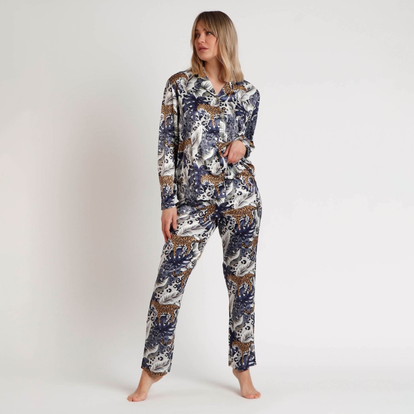Pigiama in raso lucido fantasia tropical luxury Admas 62556