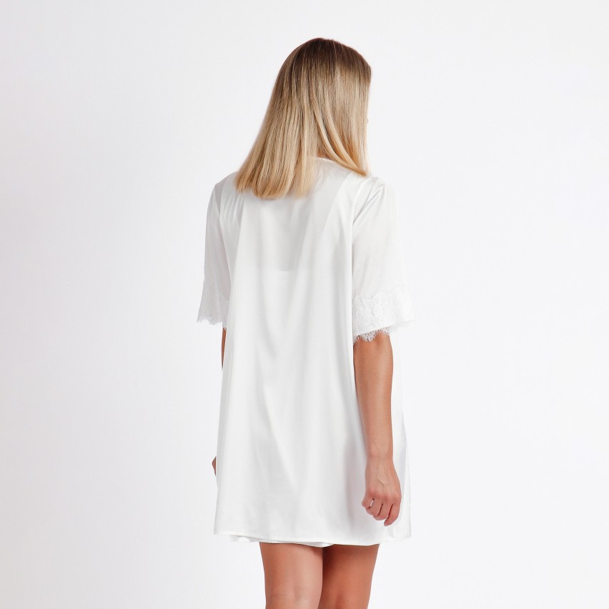 Kimono Vestaglia sposa tessuto semilucido con pizzo Admas 67004