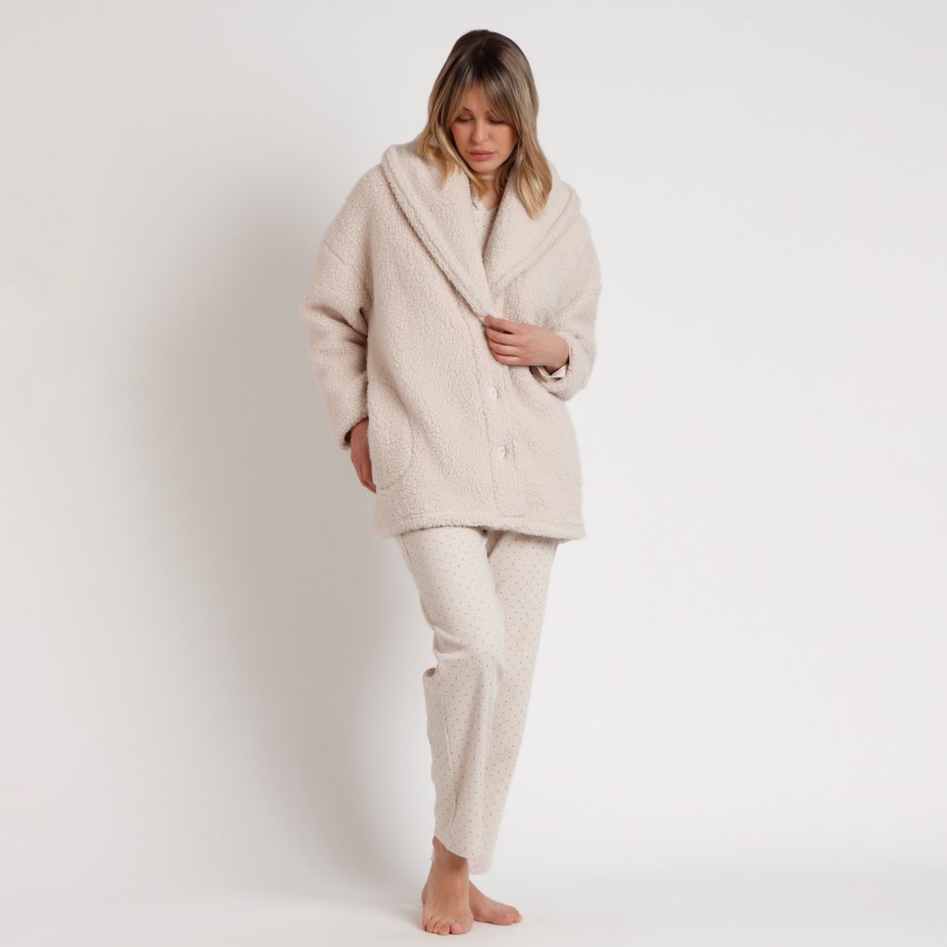 Giacca da camera sherpa Teddy scollo a scialle Admas 67137