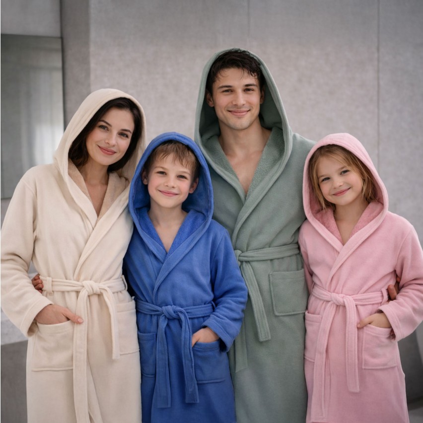 Accappatoio con cappuccio in piquet Biancaluna smart 