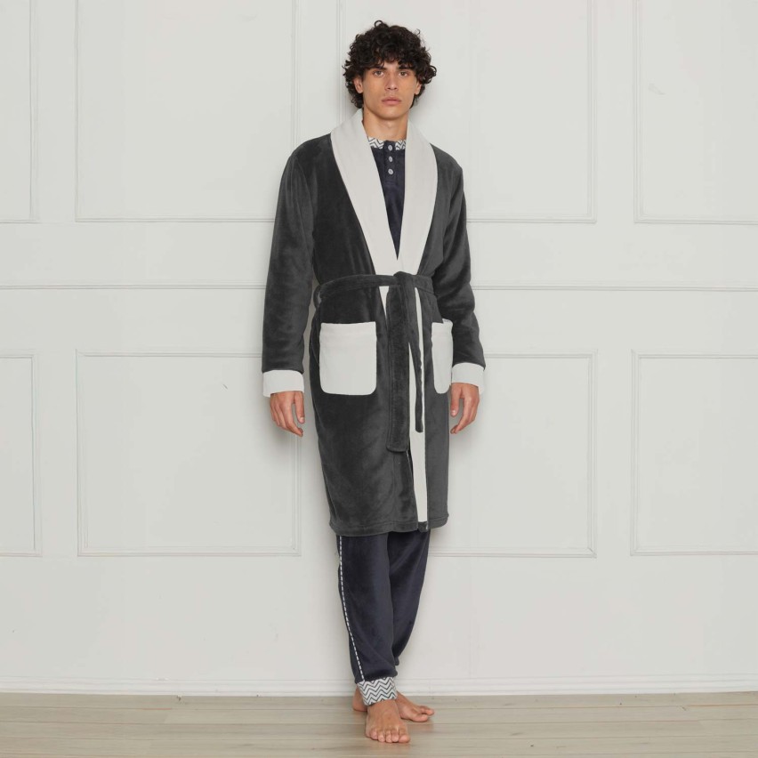 Vestaglia uomo in coral rasato e interno in pelliccetta Cippi 4891