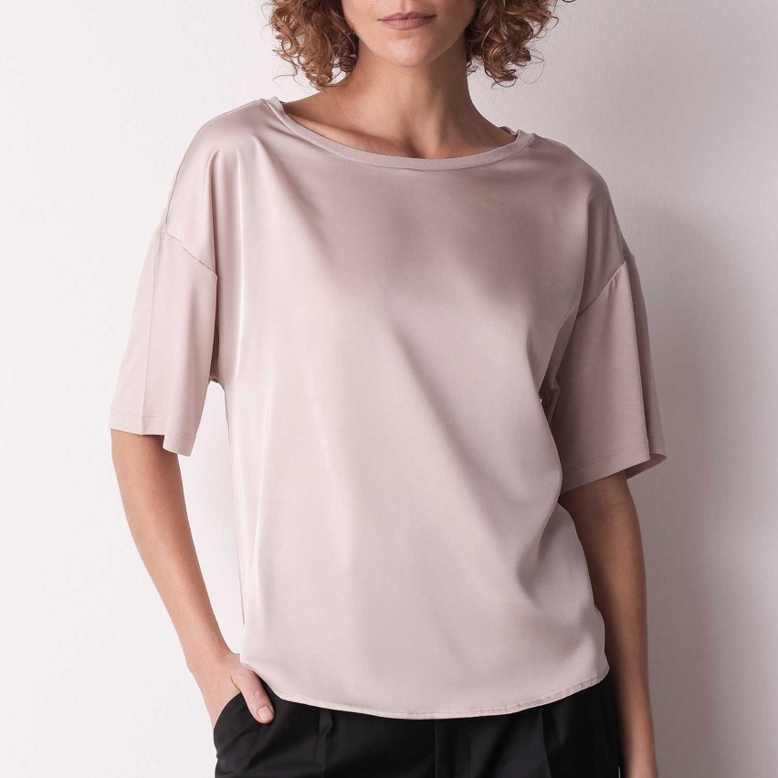 Maglia donna scollo a barchetta in raso e viscosa Cotonella ADD14