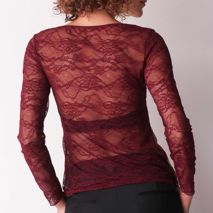 Maglia donna girocollo in pizzo trasparente Cotonella ADD16