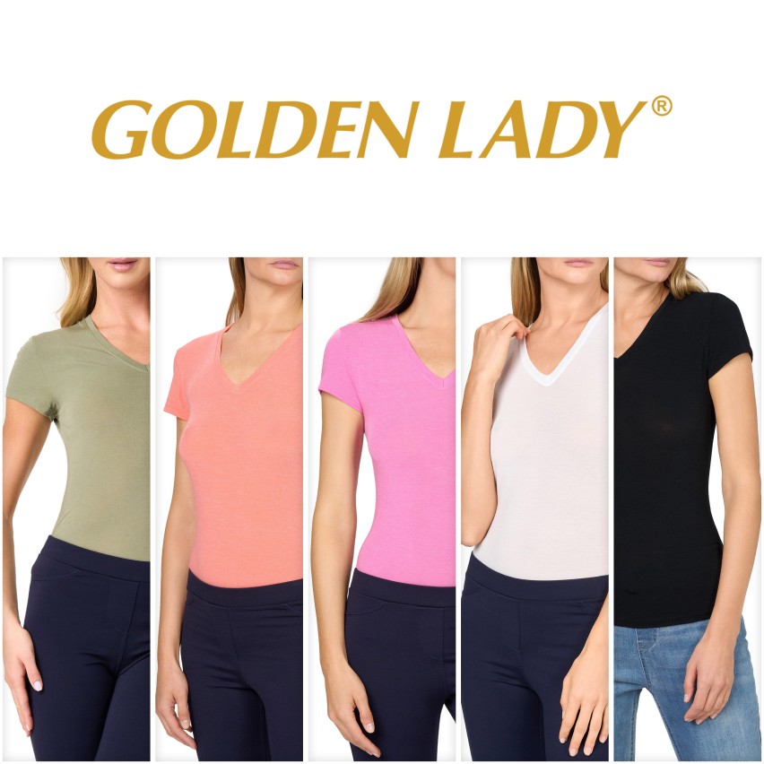 Maglia Donna Scollo a V in modal e seta Golden Lady 1445