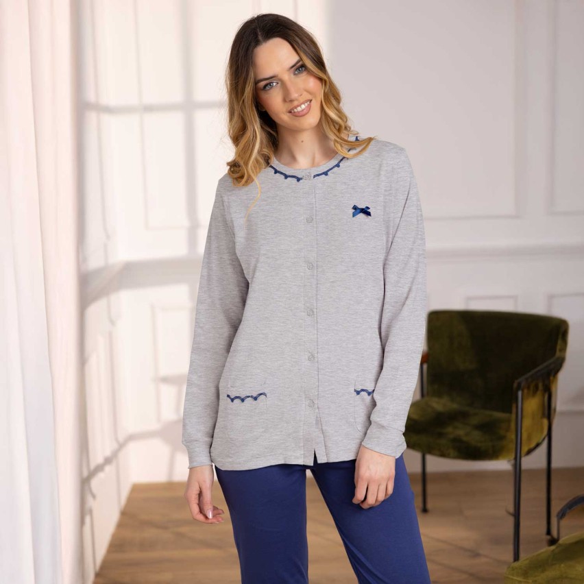 Pigiama donna maglia aperta caldo cotone Irge IRI2440/CDI232