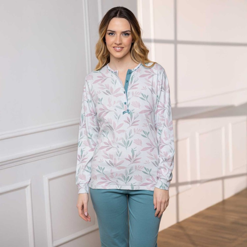 Pigiama donna a fantasia scollo serafino Irge IRI2459