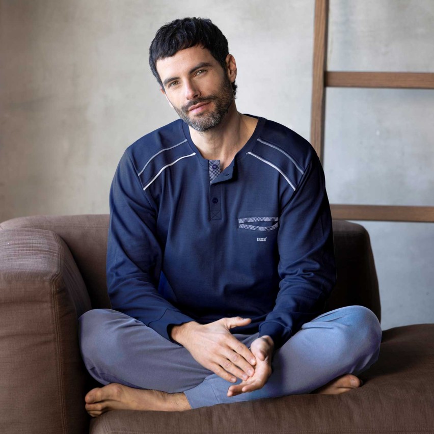 Pigiama uomo scollo serafino caldo cotone Irge MII2403 /CUMI109