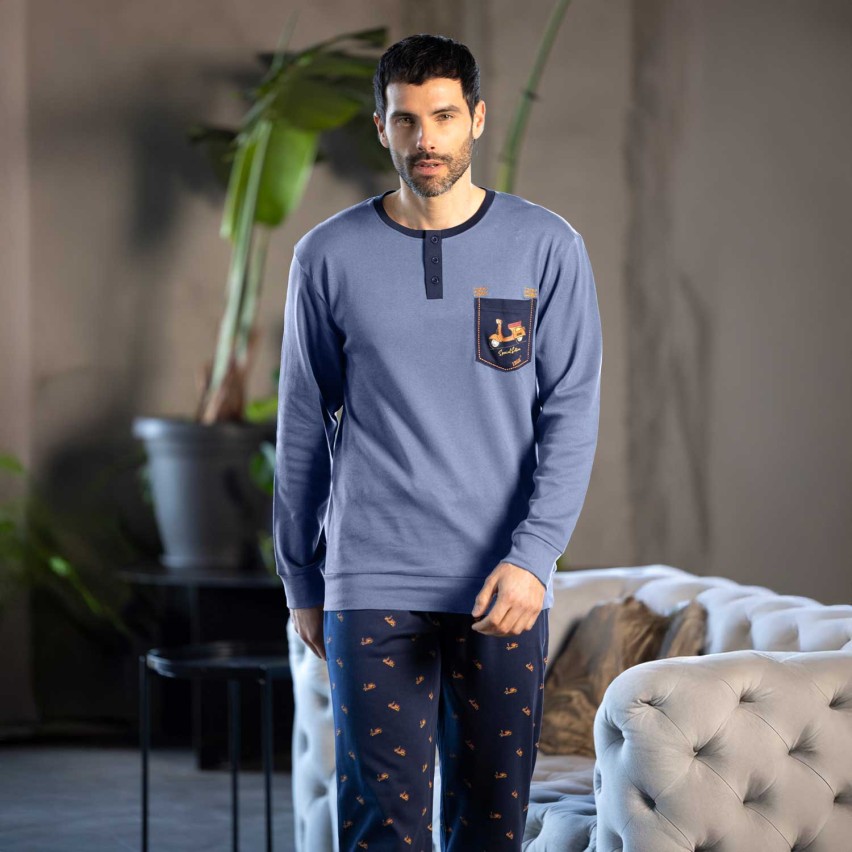 Pigiama uomo a fantasia caldo cotone Irge MII2409