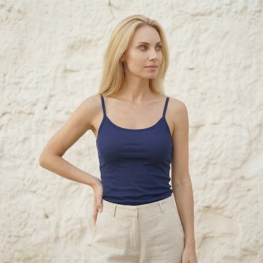 Canotta donna Jadea 2005 Green Cotton spalla sottile