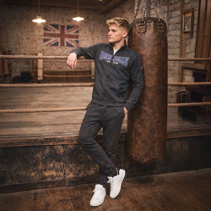 Tuta uomo full zip cotone garzato Lonsdale LOUAI25168