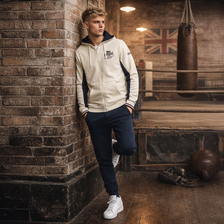 Tuta uomo felpata con cappuccio cotone garzato Lonsdale LOUAI25174