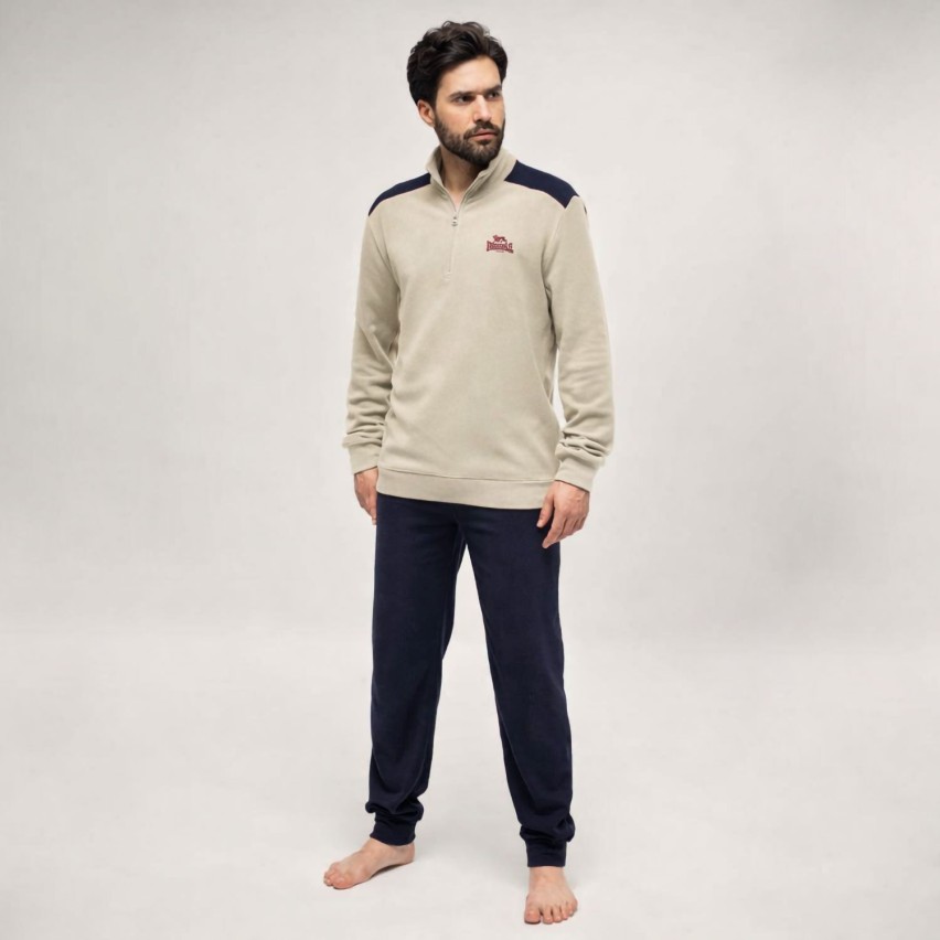 Pigiama uomo in caldo pile scollo serafino Lonsdale LOUAI25237
