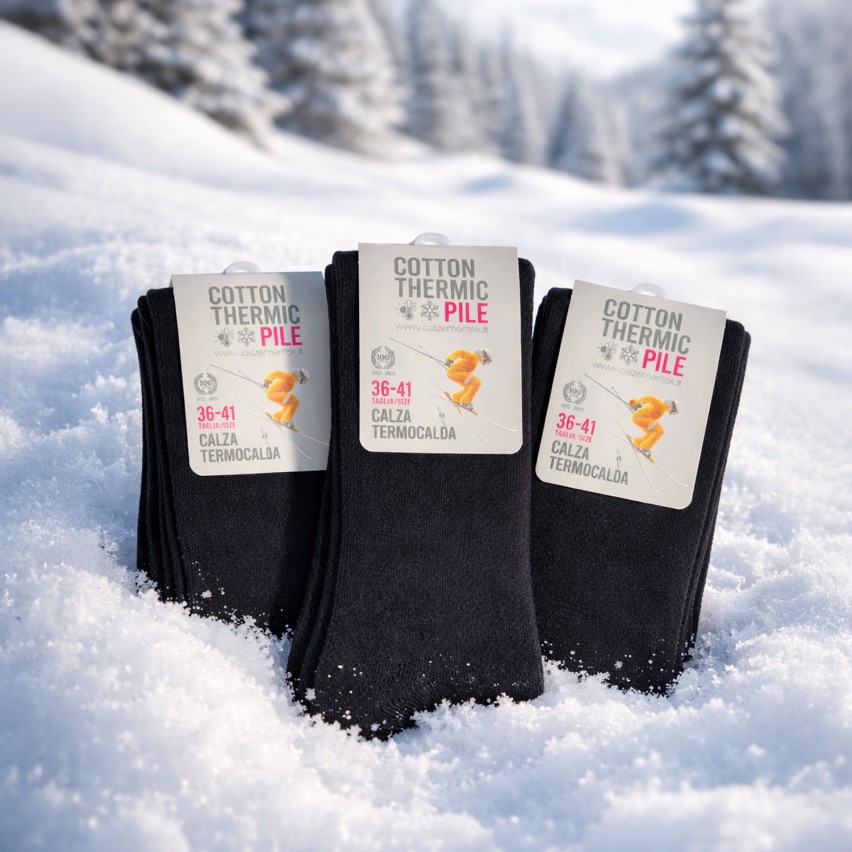 Calza Termocalda lunga cotton thermic pile Meritex 617-3 paia
